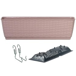 Prosperplast - Jardinière suspendue avec crochets de support RATOLLA P - 59x15,4x14,2 cm, moka - marron plastique ZA3810