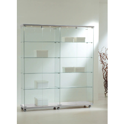 Vitrine éclairée 16/18LVA - verre et bois - 157x40x181 cm - gris