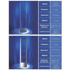 Rs6003 - Portique antivol Dragon Guard - Dimensions 161x38x2 cm - Radiofréquence (RF), Électromagnétique (EM), Acousto-Magnétique (AM)