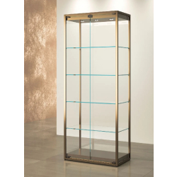 Vitrine d'exposition TM/75VVA - structure en bronze - 75x45x190 cm - 4 étagères réglables - LED intégrés