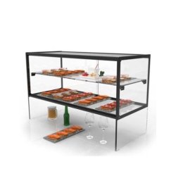 Vitrine neutre à poser ZEPPELIN - 2 niveaux + zone libre - 555 mm - verre trempé - EP36ZS | Sayl Barcelona - Avec lumière LED - noir 674005069692