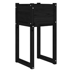 Helloshop26 - Jardinière bac lit surélevé plantes fleurs terrasse jardin 40 x 40 x 81 cm bois massif de pin noir 02_0037593 - noir Bois massif 3000