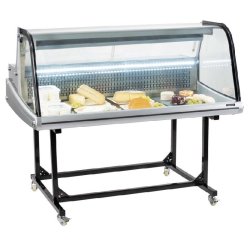 Vitrine réfrigérée de marché vitre bombée sur chariot avec capacité 256 l inox - CVRM256L