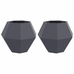 Helloshop26 - Lot de 2 jardinières rectangulaires design extérieur 75 x 75 x 60 cm en acier anthracite 02_0053109 - acier 3000237764062