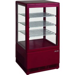 Mini-vitrine de présentation rouge SC 70 - double vitrage, 3 grilles réglables, contrôle numérique