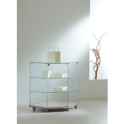 Petite vitrine d'angle 7/90VA - verre trempé - dimensions compactes 68x68x90 cm - gris