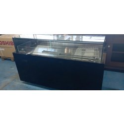 VITRINE DE MAGASIN 5 PLAQUES LUXY VERRE COLLE - Finition laquée noire, froid ventilé, sans réserve, vitre anti-condensation, dégivrage naturel