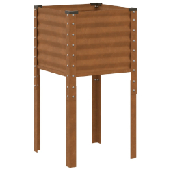 Helloshop26 - Jardinière bac lit surélevé plantes fleurs terrasse jardin 45 x 45 x 88 cm acier résistant aux intempéries marron 02_0037618 - marr