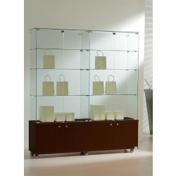 Vitrine d'exposition 16/18MVA en verre et bois - finition wengé - 157x40x180 cm - 6 tablettes réglables