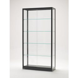 Vitrine d'exposition l 100 p 40 h 200 cm portes coulissantes et aluminium noir