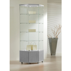 Vitrine haute d'angle 7/22MVA - verre trempé - 68x68x220 cm - gris