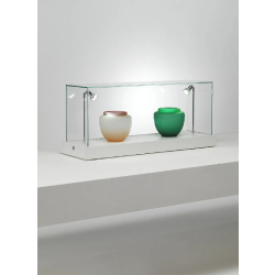 Vitrine muséographique à poser TB/100VA - colonne blanche avec cloche vitrée et 2 spots LED intégrés