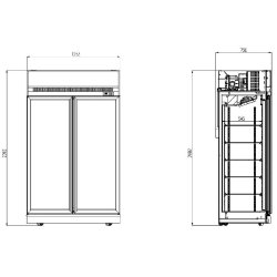 Réfrigérateur 2 portes en verre noir ins-1000r bl l1253 7455.2405 COMBISTEEL