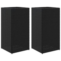 Helloshop26 - Jardinière bac lit surélevé plantes fleurs jardin terrasses lot de 2 40 x 40 x 80 cm résine tressée noir 02_0038968 - noir acier 30