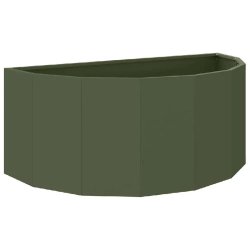 Helloshop26 - Jardinière demi-ronde moderne extérieure 90 x 45 x 35 cm facile à entretenir chic en acier vert olive 02_0052932 - vert acier 3000237