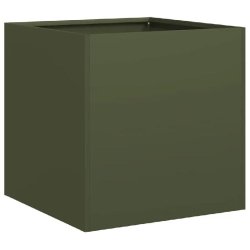 Helloshop26 - Jardinière moderne pour jardin balcon 40 x 40 x 40 cm avec fond ouvert élégante en acier laminé à froid vert olive - vert acier 300