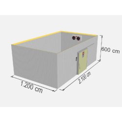 Chambre froide positive industrielle TD CR-1512B - 1512 m3 avec panneau sandwich et porte coulissante