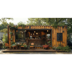 Container café aménagé de 20 pieds - Mobilité, design et écoresponsabilité pour citadins- Duneloft