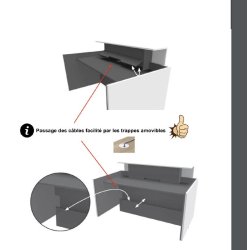 Banque d'accueil avec étagère intégrée Avant - Ofitres - 157, Blanc, Droite, Non, Chêne foncé