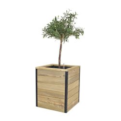 HORTALIA Jardinière en bois avec réserve d’eau Nidum 50 x 50 x 60 cm – Intérieur et extérieur - marron Bois massif N556AL