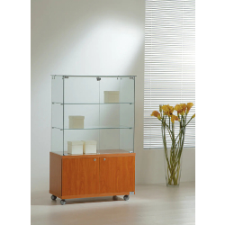 Vitrine d'exposition en verre trempé 8/14MVA - hauteur 140 cm - cerisier - meuble de rangement avec serrure
