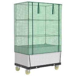 Helloshop26 - Jardinière bac lit surélevé plantes fleurs terrasse jardin surélevée avec housse et roues aspect rotin blanc 02_0038797 - blanc 300