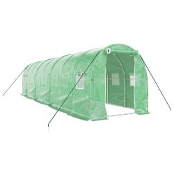 Helloshop26 - Serre tente abri plante fleur légumes avec cadre en acier 16 m² 8 x 2 x 2 m vert 02_0044552 - vert acier 3000220250817