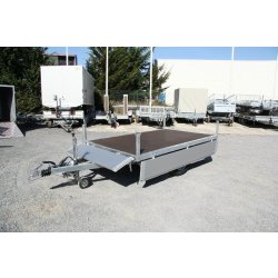 Remorque plateau avec frein - 4 anneaux d'ancrage - ERDE EXPERT XR260F - fabrication française pour usages professionnels