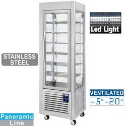 Vitrine réfrigérée panoramique en inox - 5 grilles - 360L - Sne/gb-a5
