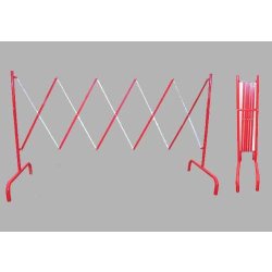 Barrière de chantier extensible - Idéale pour sécuriser vos zones de travaux - Longueur 2850 mm, Rouge et Blanc