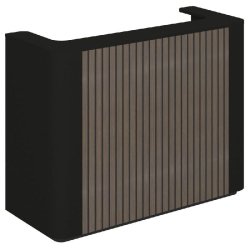 Comptoir noir Vertigo T03 2 angles arrondis MDF noir et noyer foncé 150x60x115cm