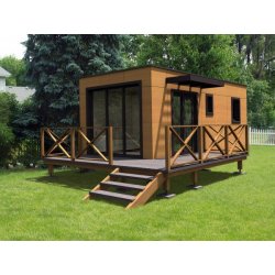 Studio de jardin - maison de jardin avec ossature bois - Bruxelles 20 m² avec terrasse et baies vitrées