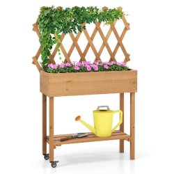Helloshop26 - Jardinière surélevé en bois 90 x 29 x 129 cm protection des plantes espace de rangement ambiance naturelle en bois de 20_0020896 - Bo