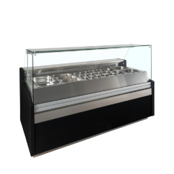 Vitrine réfrigérée Gastronorm - comptoir avec espace de stockage et vitre rabattable - Réf : SPID200