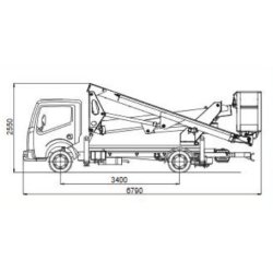 Camion nacelle Multitel HX190 - Hauteur de travail 19,65m - Déport maxi 9,45m - Charge utile 200kg