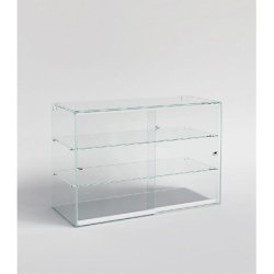 Vitrine comptoir à poser verre trempé portes coulissantes 100x40x60 cm