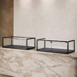 Vitrine T-Métal de comptoir à poser 95x45xH32,5cm 1 bande LED - noir