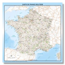 Carte de france routière - magnétique 120x120cm