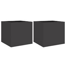 Helloshop26 - Jardinière bac lit surélevé plantes fleurs jardin terrasses lot de 2 32 x 30 x 29 cm acier noir 02_0038933 - noir acier 3000218030148