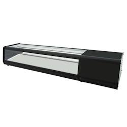 Vitrine réfrigérée pour tapas pour 4 gn 1/3 verre plat - 1455x400x300 mm - 160 W 230/1V - 13RC8144 Eurast - inox 13RC8144
