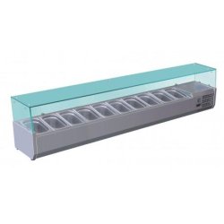 Vitrine réfrigérée positive +2/+8°C pour table à pizza - 10 bacs GN 1/4 - VRX200 - Nosem - INOX AISI 304