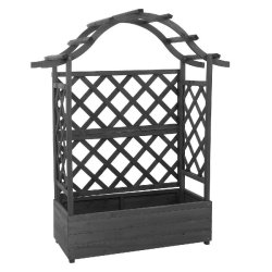 Décoshop26 - Bac à fleurs surélevé avec treillis 4 côtés jardinière 138 x 110 x 44 cm en bois anthracite-gris 04_0008926 - Bois massif 3000267225212