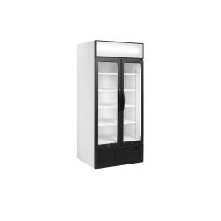 Vitrine ventilée positive de présentation roulante 535 Litres, 2 portes vitrées battantes, blanche, 410 W, 220 V - MONO