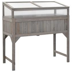 Helloshop26 - Jardinière lit surélevé plantes fleurs jardin avec serre 110 x 54 x 120 cm bois de sapin massif 02_0000961 - Bois massif 3000072971533