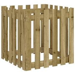 Helloshop26 - Jardinière bac lit surélevé plantes fleurs terrasse jardin avec design de clôture 60 x 60 x 60 cm pin imprégné marron 02_0038107 -