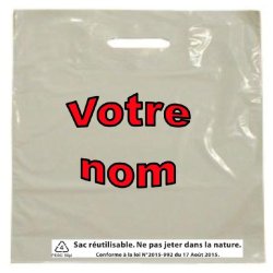 250 Sacs personnalisés, PE blanc, à poignées découpées, 350x450+40 mm - SPDRBC-DN02/2P