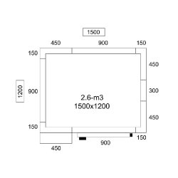 Chambre froide 2,6 m³ - 1,5 x 1,2 m - Acier inoxydable AISI 304 - Isolation de pointe 80 mm