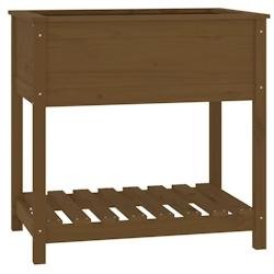 Helloshop26 - Jardinière bac lit surélevé plantes fleurs terrasse jardin avec étagère 82,5 x 54 x 81 cm bois de pin marron 02_0038403 - marron Bo
