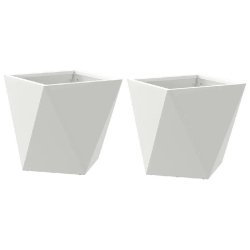 Helloshop26 - Lot de 2 jardinières rectangulaires modernes 30 x 30 x 30 cm pour plantes décoratives en acier blanc 02_0053051 02_0053051 - blanc aci