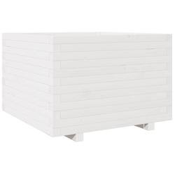Helloshop26 - Jardinière bac lit surélevé plantes fleurs terrasse jardin 70 x 70 x 49,5 cm bois de pin massif blanc 02_0037825 - blanc Bois massif